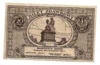 Bilet zdawkowy - 20 groszy 1924 r.